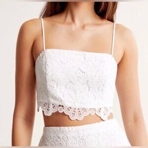Abercrombie & Fitch Ultra Cropped Lace Top White Large